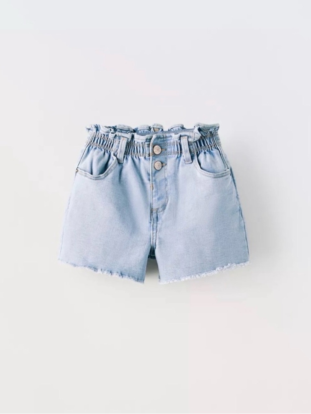 Zara Light Blue Paperbag Waist Denim Shorts 6yr